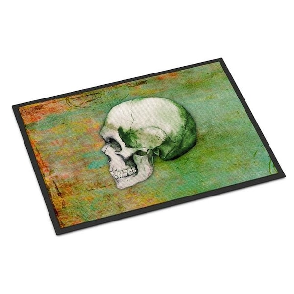 Carolines Treasures BB5122MAT Day of the Dead Green Skull Indoor or Outdoor Mat; 18 x 27 in. BB5122MAT - main